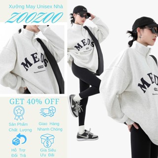 Áo Sweater Cổ polo Nữ Có Khóa Cổ Nỉ 2 Da Dày Dặn Không Xù Hình In Họa Tiết Chữ From Rộng Mặc Mùa Thu Đông