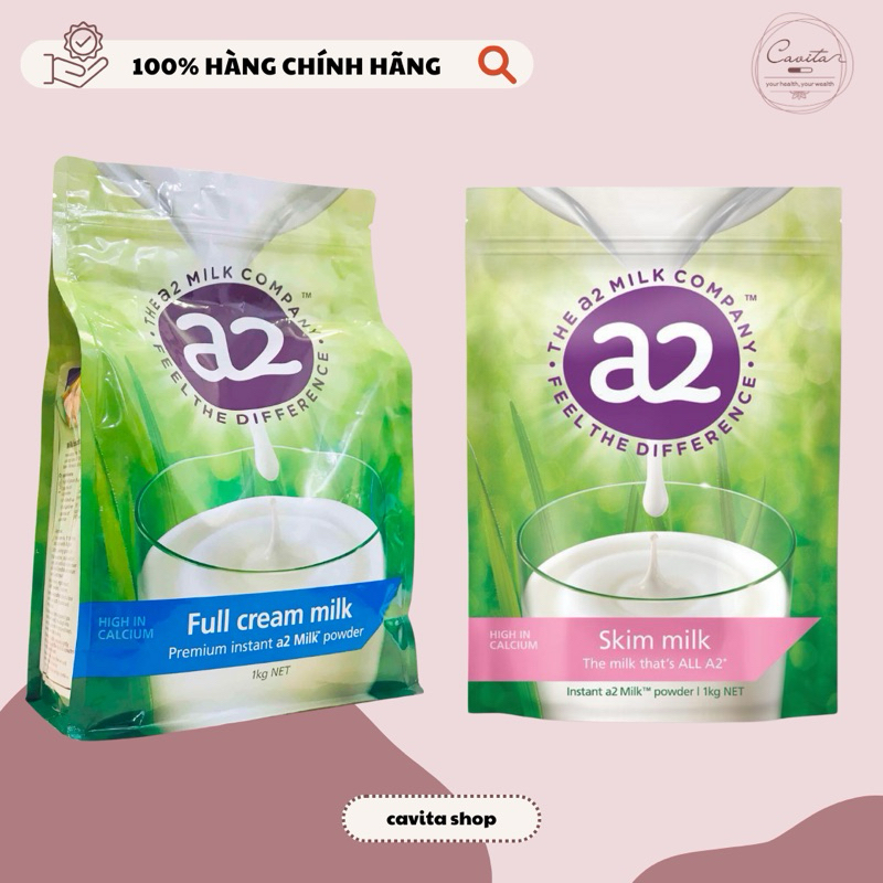 Sữa A2 Nguyên Kem Full Cream & Tách Béo Skim Milk 1kg