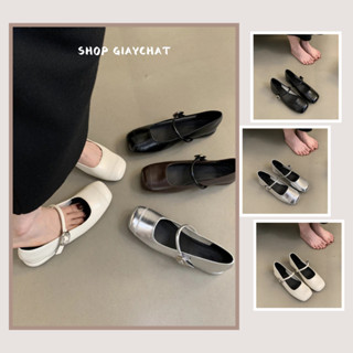 Giày Búp Bê Nữ Mary Jane, Giày Bệt Quai Ngang Mũi Vuông Siêu Mềm Êm Chân Dành Cho Nữ