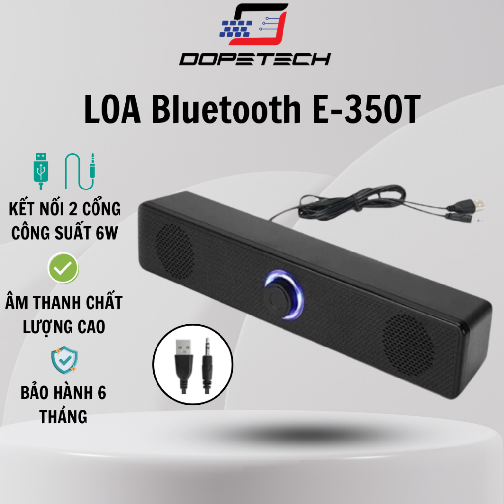 Loa bluetooth vi tính DOPETECH E-350T Bass Mạnh cho PC Laptop để bàn kết nối bluetooth điện thoại