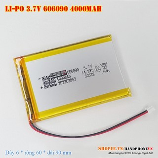  Pin Li-Po 3.7V 606090 4000mAh  Li-Polyme  cho Bàn Phím Bluetooth Loa Bluetooth Điện Thoại. Pin dày 6mm 