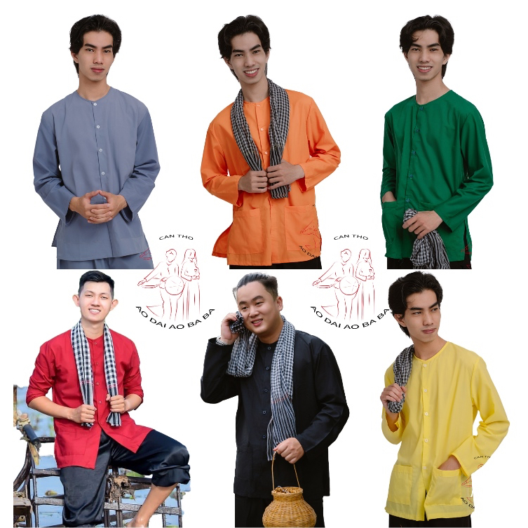 Áo bà ba lẻ vải Kate silk Xám/ Cam/ Xanh lá/ Đỏ/ Đen/ Vàng - Miền tây-giá rẻ- Có bộ bà ba Bigsize