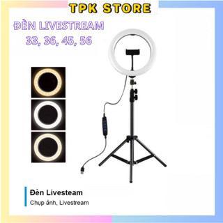 Đèn Livestream 26 30 33 36cm và chân 2m1 hỗ trợ chụp ảnh, Bán hàng, Make up nhiều Chế Độ Sáng