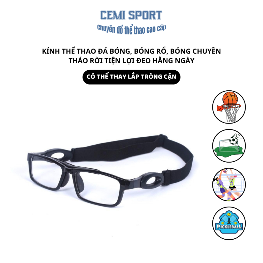 Gọng kính thể thao cận loạn Cemi Sport DT90 cho người chơi đá bóng, bóng rổ, bóng chuyền tháo rời ti