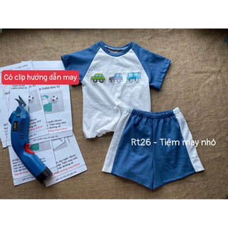 RT26- Rập giấy may bộ raglan tay ngắn cho bé