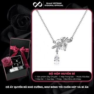 Dây chuyền bạc nữ KYDOPAL mặt đá trái tim tua giọt nước cá tính trang sức ý 925 cao cấp - PAL9C1C1
