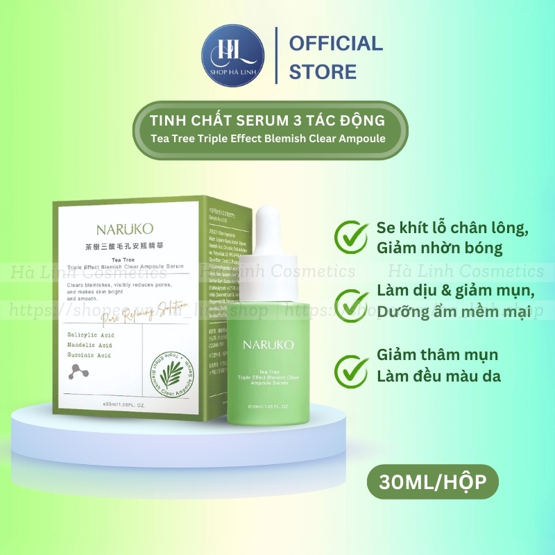 [Đài] Naruko - Tinh chất serum Tràm Trà 3 tác động - Tea Tree Triple Effect Blemish Clear Ampoule Se