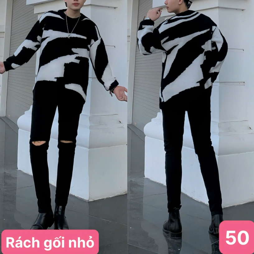 TOP BÁN CHẠY - Quần jean nam rách gối màu đen trơn chất bò cao cấp co dãn 4 chiều đẹp form skinny boy phố Havado B50 mới