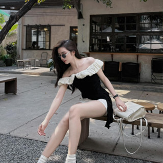 Áo trễ vai phối dây tua rua chất cotton mềm mịn, mát , thiết kế quyến rũ, điệu đà, nữ tính