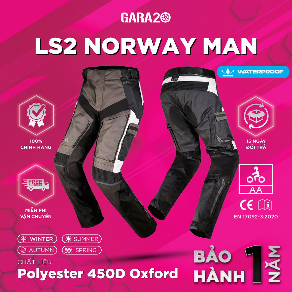 Quần Bảo Hộ Nam LS2 Norway Man Kháng Nước Chuẩn AA 2 lớp Bảo Vệ Đi ADV Xe Máy Mô Tô PKL [Chính Hãng]