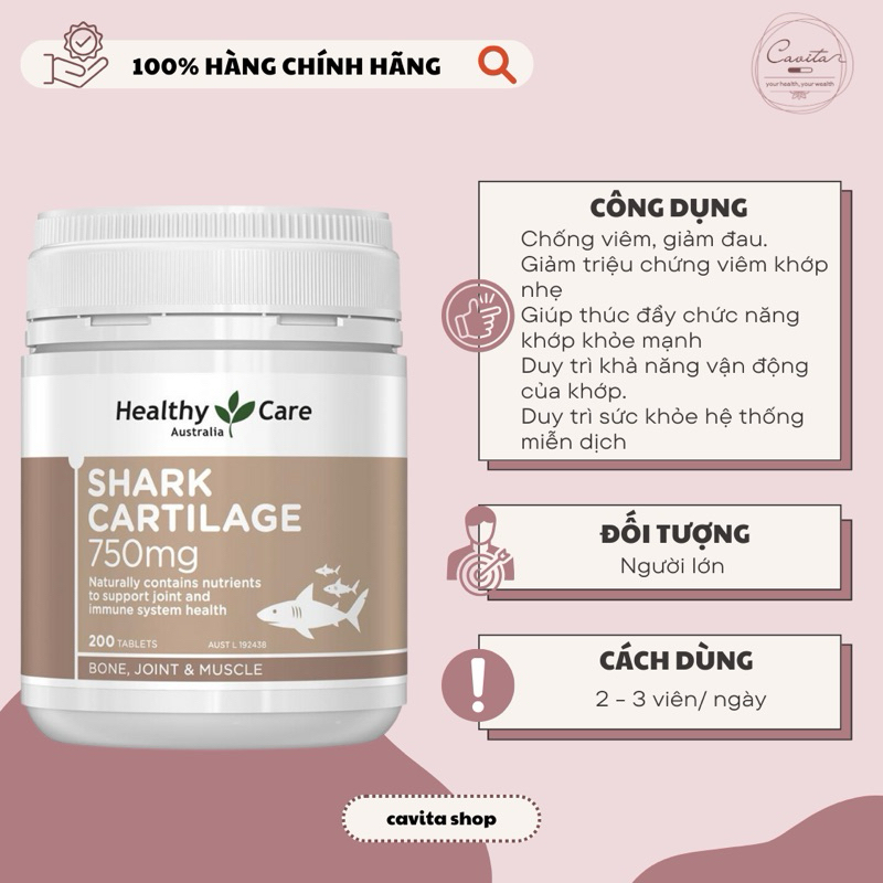 Healthy Care Viên sụn cá mập Shark Cartilage 200 viên