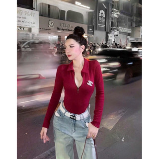 Áo bodysuit cổ bẻ khoá ngực xinh sang kèm tag X 