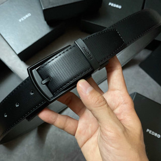 Dây lưng pedro đầu kim màu đen kèm thanh đục lỗ có hộp túi