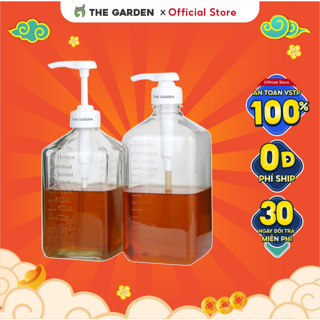  Bình đựng siro bằng nhựa thủy tinh có vòi pump định lượng 10ml 1 lần bơm - THE GARDEN 