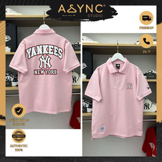 (Auth) Áo Polo New Era x MLB NY New York Yankees Màu Hồng Chữ Viền Đỏ | CODE: 16998756 - Async Studio