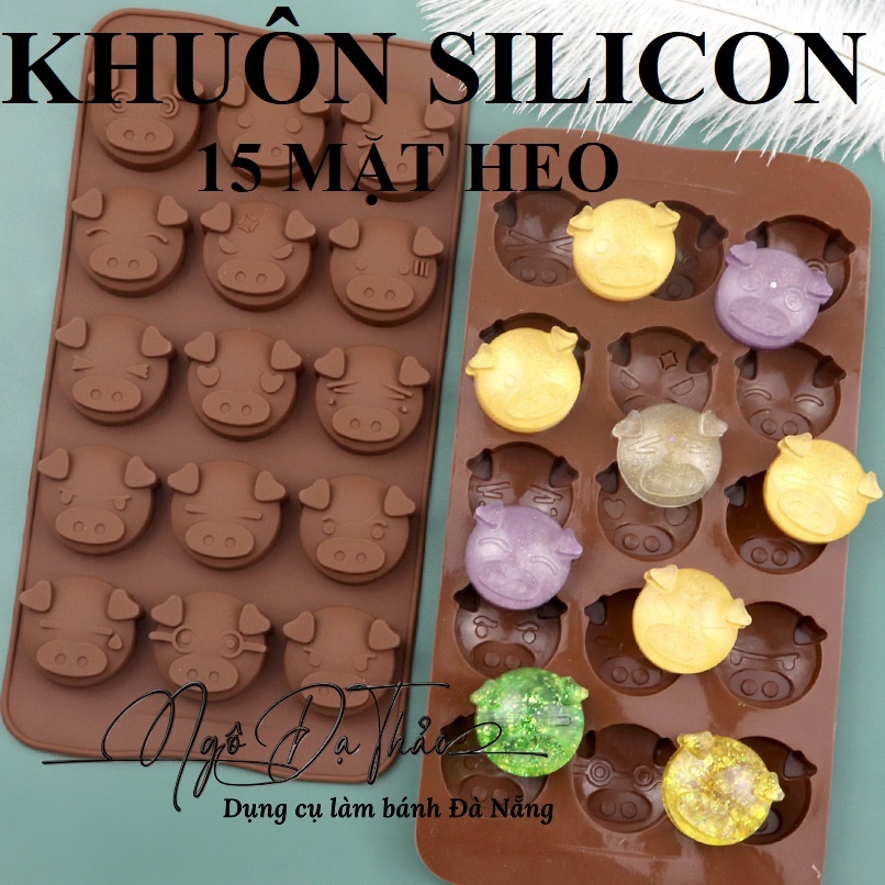 Khuôn sillicone socola 15 mặt heo ( DANANGBAKINGTOOL 2501.049 )