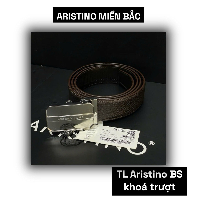 Thắt lưng Aristino BS khoá trượt mẫu mới mặt bạc dây nâu chất liệu da bò cao cấp