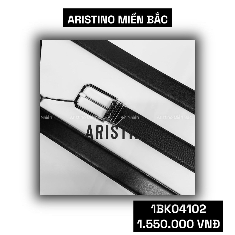 Thắt lưng nam Aristino BS 1BK04102 cao cấp mặt bạc phối đen basic trẻ trung sang trọng