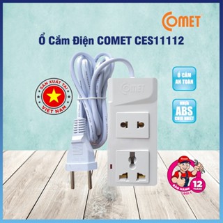 Ổ cắm Comet CES11112 (dây 2m, 1 lỗ đa năng, 1 lỗ đơn)