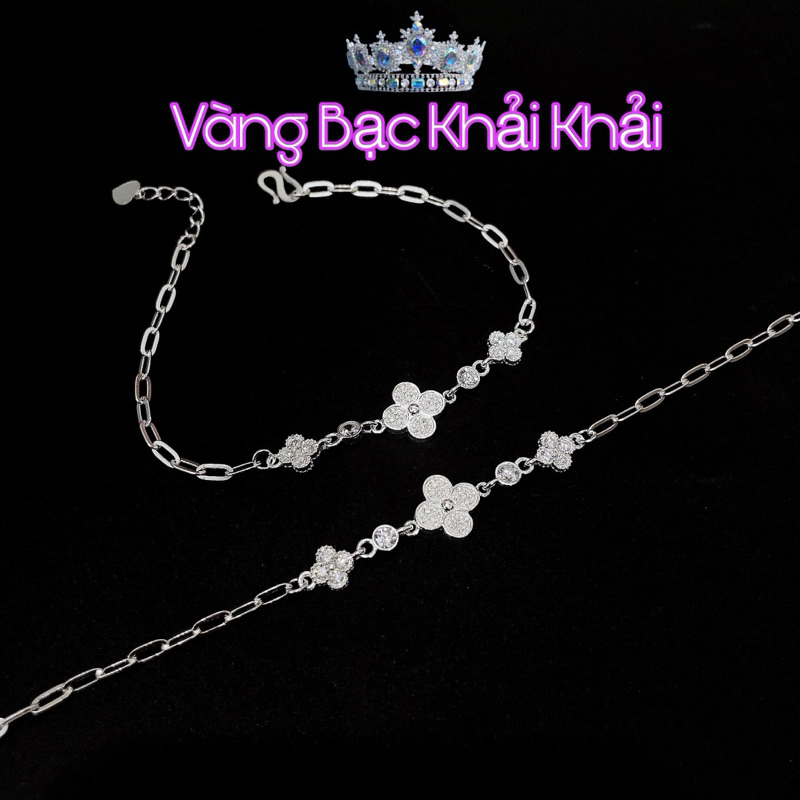 Lắc tay cỏ bốn lá bạc ta - Lắc tay nữ bạc cỏ 4 lá - quà tặng , phụ kiện - Vàng bạc Khải Khải