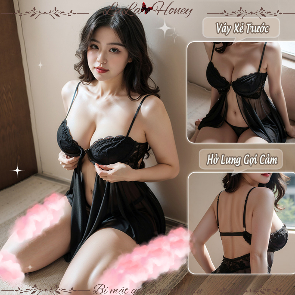 Váy Ngủ BigSize Ren 2 Dây Cài Ngực Trước Xuyên Thấu Gợi Cảm Nữ, Đầm Ngủ BigSize Ren Hai Dây Hở Lưng Quyến Rũ - LaLaHoney | BigBuy360 - bigbuy360.vn
