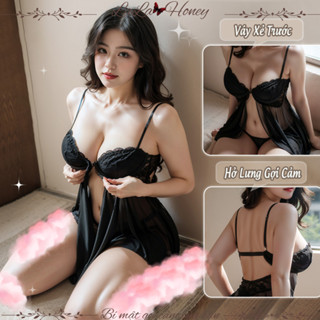 Váy Ngủ BigSize Ren 2 Dây Cài Ngực Trước Xuyên Thấu Gợi Cảm Nữ, Đầm Ngủ BigSize Ren Hai Dây Hở Lưng Quyến Rũ - LaLaHoney