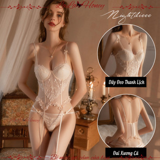 Bộ Đồ Lót Nội Y Corset Cao Cấp Có Gọng Và Mút Nâng Ngực Gợi Cảm Quyến Rũ - LALAHONEY