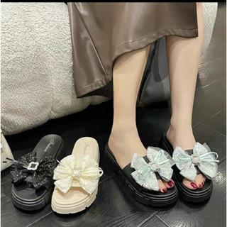  Dép Nơ Vuông Độn Đế 5cm dành cho nữ siêu xinh,chống trơn trượt 