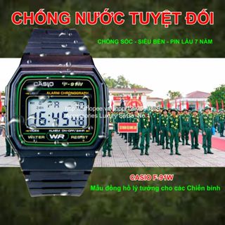 Đồng Hồ Nam/Nữ Casio F-91W3 .b.,. Chống Nước Tuyệt Đối, Siêu Bền, Pin Lâu 7 Năm, Chuông To
