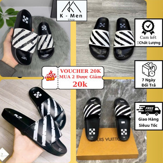 Dép lê Nam Nữ hoạ tiết kẻ sọc trắng đen cực đẹp,Dép quai ngang nam đế cao su non siêu mê