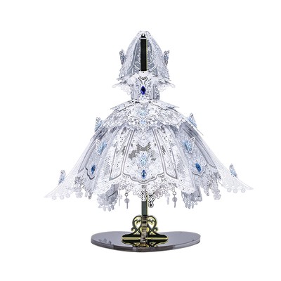 Mô Hình Kim Loại Lắp Ráp 3D MU Váy Cưới Cô Dâu (71 mảnh, Đế Mica Đen, Bridal Veil & Dress) YM-N174-A
