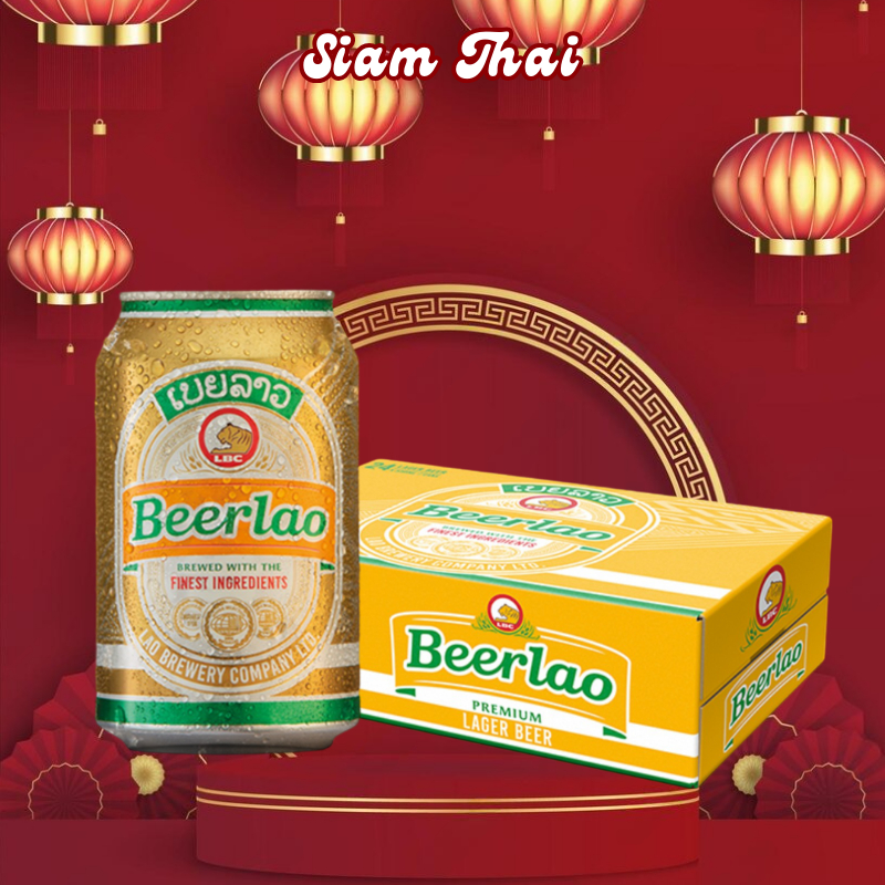 Bia Lào Vàng Lon 330ml, Két Bia Lào Lon Vàng 330ml x 24 Lon, Beerlao Lager Lon (5%), Bia Lào Ngon