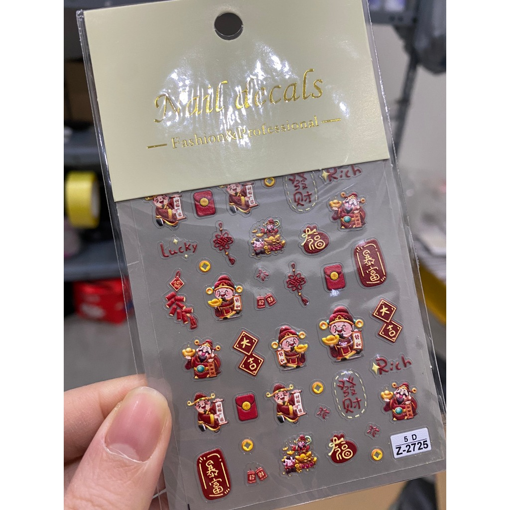 Sticker Thần Tài Tết 5D Nổi Dán Móng