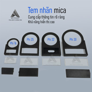 Tem Nhãn Mica Cao Cấp phi 16/22/25/30 – SIÊU DÀY, PVC chống cháy, bền chắc - Mác đeo nút nhấn, Nhãn tủ điện