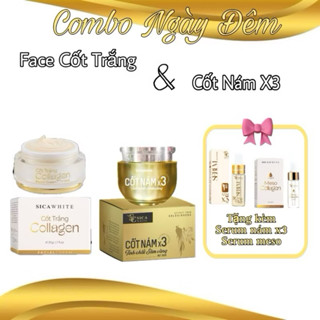 COMBO NGÀY ĐÊM CỐT TRẮNG COLLAGEN VÀ CỐT NÁM X3- TẶNG 2 SERUM