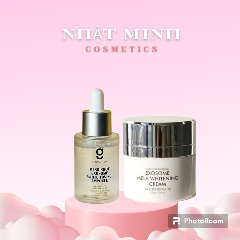 Combo hỗ trợ dưỡng trắng, giảm nám kem exosome + serum Niacinamide