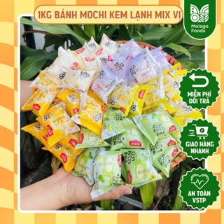 1kg bánh mochi kem lạnh Đài Loan mix vị bánh mochi kem sữa nhân chảy vị sầu riêng khoai môn ăn vặt MOLAGO FOODS