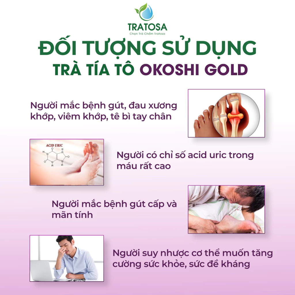 Trà Tía Tô OKASHI GOLD Nhật Bản ( Hỗ trợ bệnh Gút,  Giảm chỉ số acid uric, Giảm đau xương khớp) - Bịch 60 túi lọc