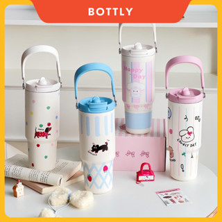 Ly giữ nhiệt Mochi 900ml có quai xách, bình giữ nhiệt inox 316 cao cấp, trẻ trung