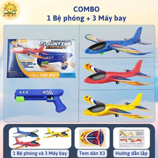  Combo 3 Máy Bay bằng xốp và 1 máy phóng bộ đồ chơi máy bay cao cấp an toàn cho bé chứng nhận Intertek - Sunny Kids 
