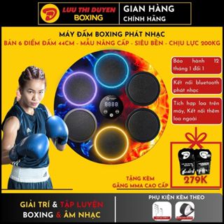 Máy đấm bốc gắn tường tại nhà, máy tập boxing theo nhạc - 6 điểm đấm 44cm màu - Kết nối bluetooth - Lừu Thị Duyên Boxing