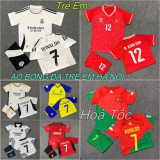 Bộ Quần Áo Bóng Đá Trẻ Em CLB Real Madrid 2023 - in RONALDO - Vải Mè Cao Cấp