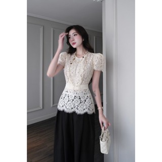Áo thiết kế Khâu DESIGN ren hoa dâm bụt peplum sang chảnh