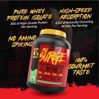 Mutant Iso Surge (2.27Kg/71Liều) Hỗ trợ tăng cơ giảm mỡ, 25g Whey Protein Isolate, 16.3g EAA, 5.5g BCAA