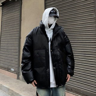   XẢ KHO NGHỈ BÁN  Áo khoác phao béo unisex siêu dày ấm áp áo khoát mùa đông unisex form rộng da PU Hàn Quốc 8167 