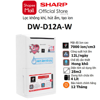 Máy hút ẩm lọc không khí tạo ion sharp dw-d12a-w diện tích 25m2 - bảo hành chính hãng 12 tháng