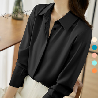 Áo sơ mi nữ thiết kế công sở Hàn quốc chất vải Lụa Hàn mềm mịn Xuu-SM01SP