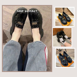 Giày Oxford Miu Miu Nữ, Giày Da Nữ Đế Bằng 2 Loại Da Bóng Mờ Cao 5cm Bản C.Cấp Full Box (CÓ HỖ TRỢ ĐỔI SIZE)|| MM