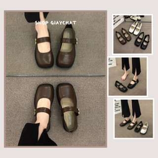 Giày Búp Bê Nữ Mũi Vuông, Giày Nữ Bệt Phối Quai Đế Bệt Tag Miu Full Box (CÓ HỖ TRỢ ĐỔI SIZE) Mã N11