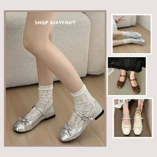 Giày Sục Búp Bê Nữ Lolita, Giày Đế Bằng Nữ Phối Nơ Chất Da Đế Bệt Đủ Màu Đen Nâu Kem Xám Bạc (CÓ HỖ TRỢ ĐỔI SIZE)